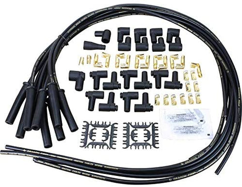 Dragon Fire 8.5mm True Universal Kit 500 Ohm ft. 180° High Performance Spark Plug Wire Set For All Chevy Dodge Ford Small Block Big Block V8 SBC BBC SBF BBF HEMI Female Socket Points Male HEI PWJ217