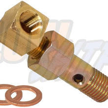 GlowShift Fuel Pressure Banjo Bolt Sensor Adapter for Honda & Acura - Installs to Fuel Filter Housing - Includes 90 Degree Thread Adapter & Copper Crush Washers