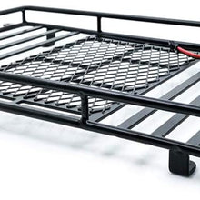Car Roof Luggage Rack, Universal Black Roof Rack Cargo with LED Spotlight, Metal Carrier Basket SUV Storage, Car Top Luggage Holder Carrier Basket, for Wrangler Axial