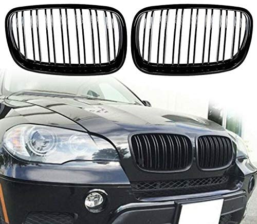 Black Front Bumper Intake Kidney Grills Grille for BMW E70 E71 X5 X6 X5M X6M For X5 07-13 X6 08-14 (Gloss Black) (Gloss Black)