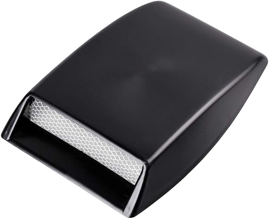 1X Custom Black Decorative Air Flow Intake Turbo Bonnet Hood Vent Grille Cover w/ 3M For Car SUV Pickup Truck