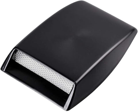 1X Custom Black Decorative Air Flow Intake Turbo Bonnet Hood Vent Grille Cover w/ 3M For Car SUV Pickup Truck