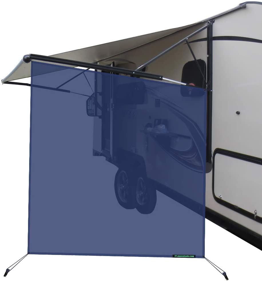 leaveshade RV Awning Sunshade Screen ●Tentproinc Navy Blue Mesh Sun Shade ●Block Sunshine from Patio Side Direction ●Motorhome Camping Trailer UV Sunblocker ●Canopy Sunscreen-3 Years Lasting (9'X7' - side Navy Blue)