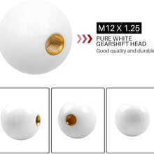 White Round Ball Gear Shift Knobs, Universal Automatic Manual Weighted Shifter Knob + Aluminum Adapter, Stick Shift Knob Head Cover Handle Ball with Adapter 12x1.25mm Fit Most Vehicles (White)