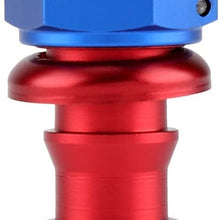 Qiilu AN6 Straight 45 90 180 Degree Push On Twist Lock Oil Gas Fuel Line Hose End Male Fitting Aluminum Alloy Blue and Red(0°)