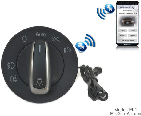 EL1 Auto Headlight Fog Light Switch, Light Sensor with Bluetooth App Automatic Control Coming Leaving Home for V W Golf 5/6, Passat B6, B7, CC, Scirocco, EOS, Touran, Tiguan, Jetta, Yeti, Sharan, T6