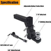 Open Road Brands OPENROAD 5000lbs Capacity 8-Position Drop Ball Mount for Towing, 10" Adjustable Trailer Hitch 2inch Trailer Ball,2 Safety Clip and 5/8 Inch Hitch Pin Lock