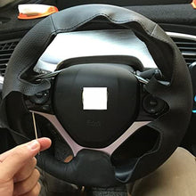 Eiseng Genuine Leather Black Thread Gear Shift Knob Cover+Handbrake Cover Stitch on Wrap for Honda 9th Civic 2012 2013 2014 2015 Interior Accessories