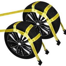 JCHL Tow Dolly Basket Straps with Flat Hooks (2 Pack) Yellow Car Wheel Straps Universal Vehicle Tow Dolly Straps System Fits 15"-19" Tires Wheels 10000 lbs Working Capacity