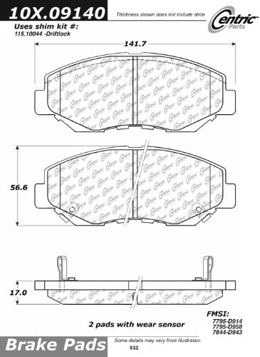 Centric Parts, 105.09140, PosiQuiet Ceramic Pads