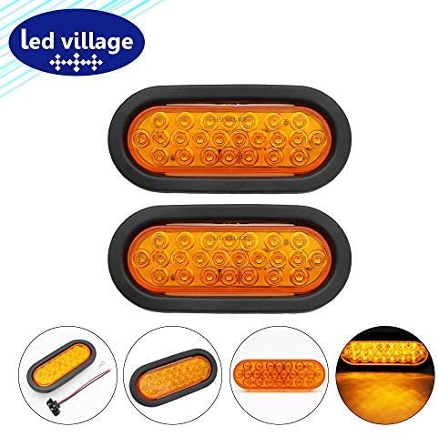 LedVillage 2 Pcs Smoked Lens White 6 Inch Oval Trailer Marker Flash Lights 24LED with Plug & Grommet Universal Truck RV Camper Tow Caravan Clearance Lamp Fender Bulb Tail Reverse Flush Mount 12v DC
