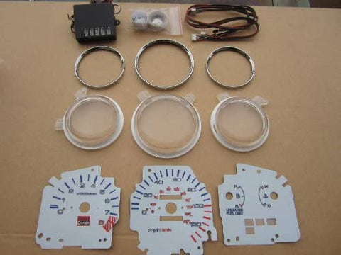92 93 94 95 Civic EX LX MT Manual Transmission 7 Color White Face LED Glow Gauges Dash Light Kit