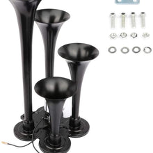ZENITHIKE Air Horn Kit Trumpet Air Horn Powerful Loud 185db 4 Trumpet Car Horn for Vehicle Truck Lorry Trains Boat Car