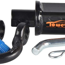 Towever 83710 Shackle Hitch Receiver 2 Inch(360 Degree Rotate D Ring for Towing Strap), Tow Hitch Accessories for Vehicle, Off-Road Recovery