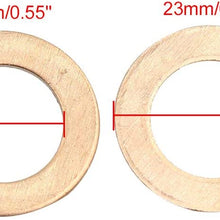 X AUTOHAUX 14mm Inner Dia Copper Crush Washers Flat Car Sealing Gaskets Rings 5pcs