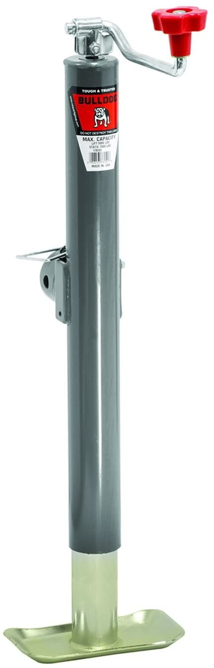 Bulldog Swivel Jack (Topwind, 15-Inch Travel, Weld-On Tubular Mount, 5000-Pound Lift Capacity, Includes Foot Plate)