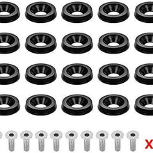 DEDC 20 Pcs Black Aluminum Fender Bumper Washer Bolt, Engine Bay Dress Up Fastener Kit for Car License Plate Frame, Fender, Bumper, M6x20mm