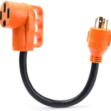 MICTUNING Heavy Duty 125 250V RV Generator Adapter 18 Inch - 30 Amp 4-Prong Locking Male Plug to 50 Amp Female with Handle - STW Cord for RV Trailer Camper