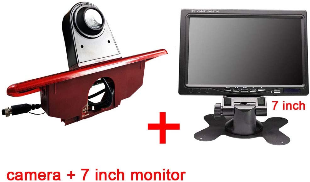 Car Third Roof Top Mount Brake Lamp Rear View Backup Camera for/Peugeot Expert 2007-2016/Fiat Scudo 2007-2016/Citroen Jumpy 2007-2016 (Camera+4.3 '' Rearview Mirror)