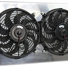 Primecooling 3 Row All Aluminum Radiator +Fan (12 Inches Dia.) Shroud for 1972-86 Jeep CJ Series w/GM Chevy SBC Engine Conver.