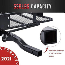 KING BIRD Upgraded Extra-Thick Steel Shank 550 lbs Capacity 60" x 24" x 6" Folding Cargo Carrier with Elastic Net and Packing Straps, Hitch Mount Luggage Basket Fits to 2-Inch Receiver