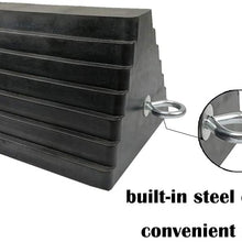 ROBLOCK 2 Pack Wheel Chocks Rubber Heavy Duty Black with Eyebolt, 9" Length x 7.1" Width x 5.5" Height