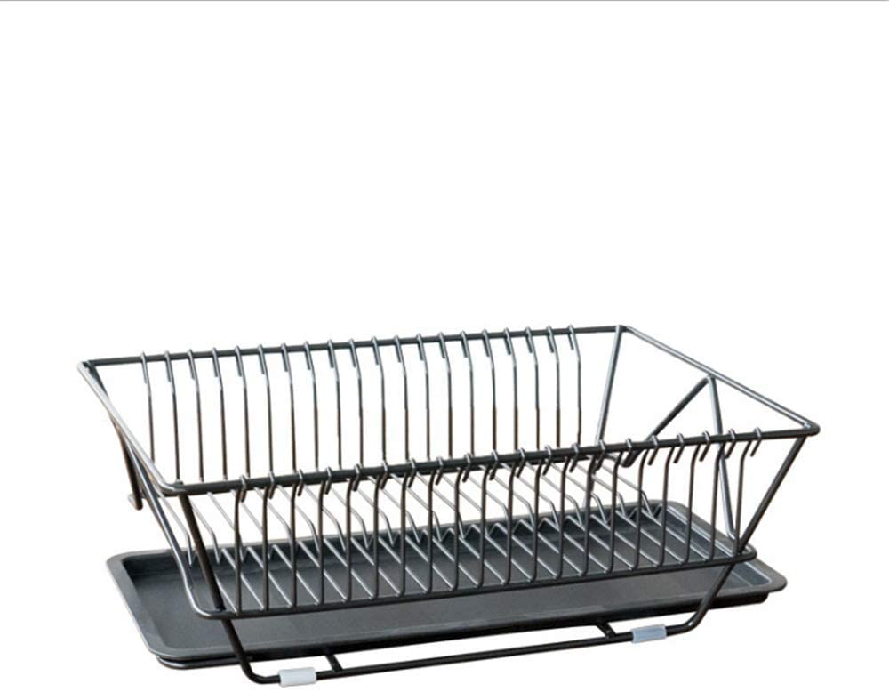 Chenbz Multifunctional Kitchen Stainless Steel Dish Rack with Tray - Swivel Spout Dish Drainer Drying Rack Black (Color : Black)