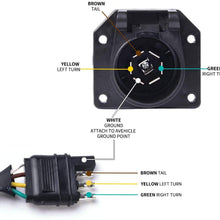 SnowyFox 4 Flat to 7 Way Round Trailer Light Adapter Plug 6-24V for Trailer RV Boat Car with Mounting Bracket