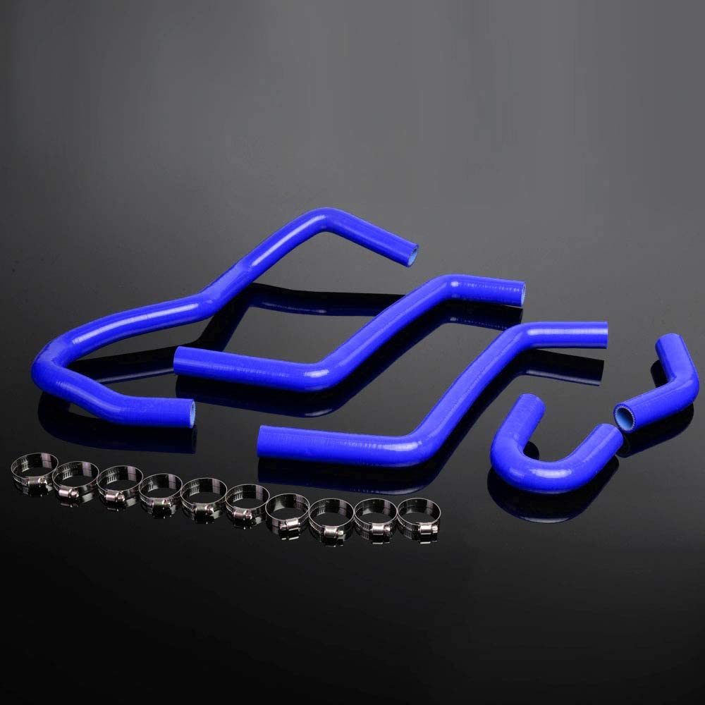 High Performance 3-Ply Insulation Anti-aging Radiator Coolant & Heater Silicone Hose Kit For YAMAHA RHINO 660 YXR 660 2004-2007 (Blue -With Clamp Set)