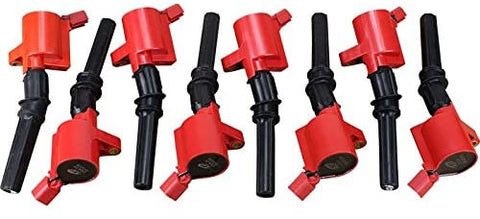 Set of 8 Dragon Fire High Performance Ignition Coil on Plug COP Pencil Pack Compatible Replacement For 1998-2016 Lincoln Ford V8 V10 Oem Fit C508-DF x 8