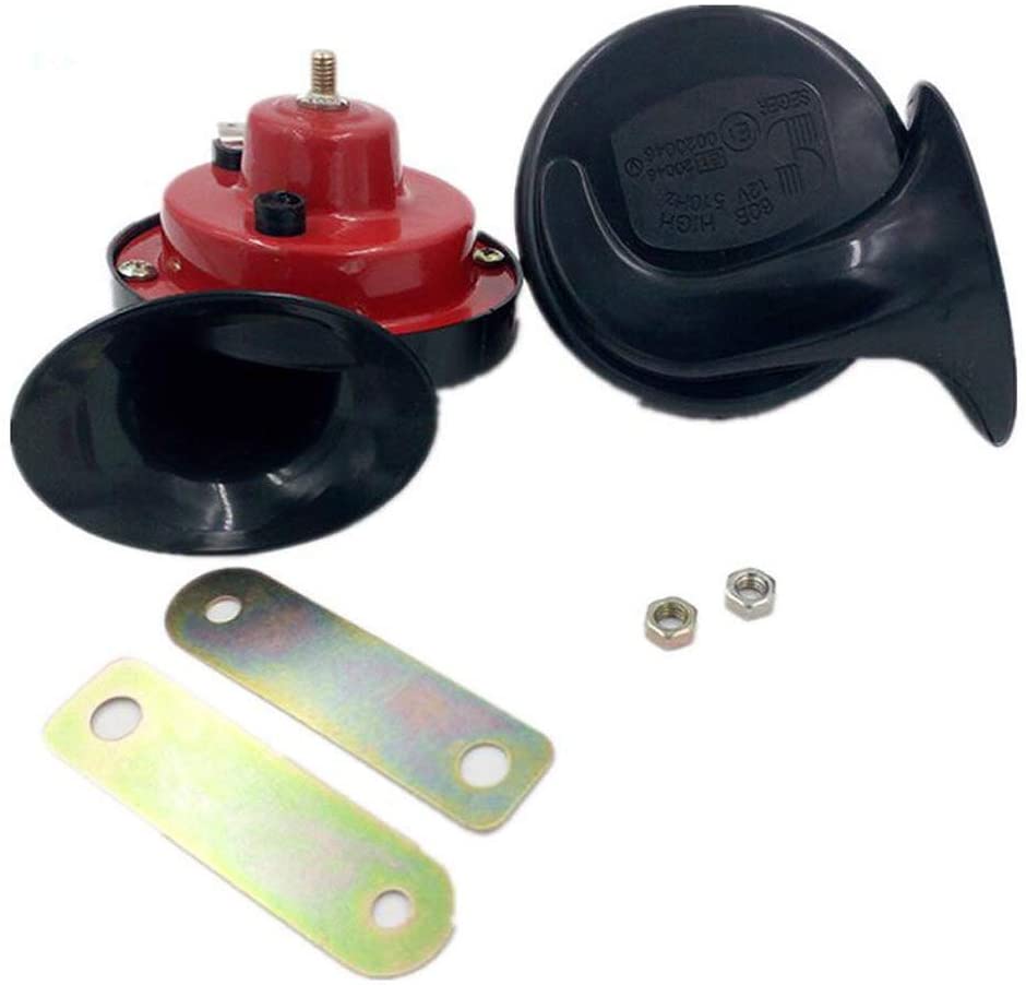 Thboxes 2PCS Waterproof Auto Horn 12V Car Trumpet Loud Dual-Tone Electric Snail Horn Kit Universal for Any 12V Vehicles Red Black (Red black)