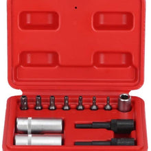 KIMISS Air Conditioning Repair Tool,12pcs Air Conditioning Repair Tool Set 1/4in Valve Cap Removers Core Tamper Proof Bits Car