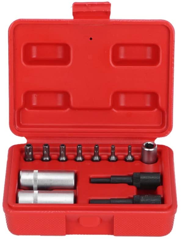 KIMISS Air Conditioning Repair Tool,12pcs Air Conditioning Repair Tool Set 1/4in Valve Cap Removers Core Tamper Proof Bits Car