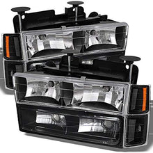 For 1994-1998 Chevy C/K 1500/2500/3500 Tahoe Suburban Full Size C10 Black Headlights Left+Right Headlamp