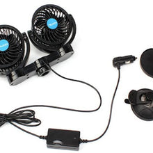KEM Vehicle Cooling Fan Summer Cooling Air Circulator 3D Stereo Twin Plus Rotatable with Suction Cup & Cigarette Lighter Plug (12V)