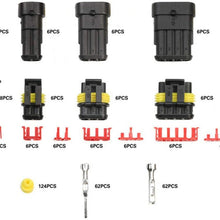 CKEGUO 352PCS Waterproof Car Electrical Connector, 1 2 3 4 Pin Way Electrical Wire Connector Plug Kit Terminals Assortment for Motorcycle Auto Scooter Truck Boat