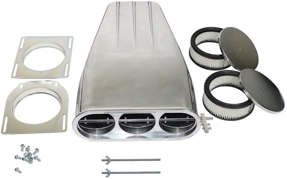 DEMOTOR PERFORMANCE Polished Bug Catcher Hood Scoop For Single/Dual Carburetor Quad Carb 5-1/8