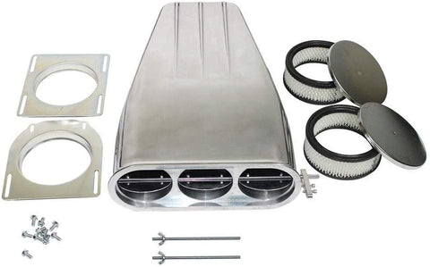 DEMOTOR PERFORMANCE Polished Bug Catcher Hood Scoop For Single/Dual Carburetor Quad Carb 5-1/8