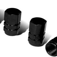 iJDMTOY (4) Tuner Racing Style Blue Aluminum Tire Valve Caps (Hexagon Shape)