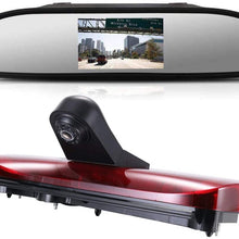 HD IP68 1280pixels Third Roof Top Mount Brake Lamp Reverse Rear View Backup Camera Angle and Distance Adjustable IR Night Vision for F o r d Transit Connect Van MPV SUV Bus (Camera+4.3" Monitor)