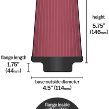 K&N Universal Clamp-On Air Filter: High Performance, Premium, Washable, Replacement Filter: Flange Diameter: 3 In, Filter Height: 5.75 In, Flange Length: 0.75 In, Shape: Round Tapered, RU-5111