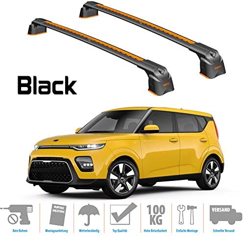 Turtle Brand Kia Soul Roof Racks Cross Bars Rails Top Carrier Alu 2PCS 2019- (Black)
