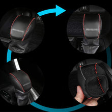 BOYUER Car Gear Shift Cover, Genuine Leather Shift Lever Cover Gear Shift Knob Cover Compatible with Toyota 2019 2020 RAV4(Red Stitches)