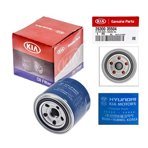 Kia Oil Filter 26300-35504 with Gasket 21513-23001