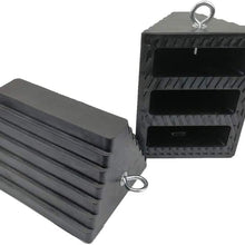 ROBLOCK 2 Pack Wheel Chocks Rubber Heavy Duty Black with Eyebolt, 9" Length x 7.1" Width x 5.5" Height