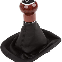X AUTOHAUX Black Car Manual 5-Speed Wood Gear Stick Shift Knob Gaitor Boot for VW Passat B5 Leatherette
