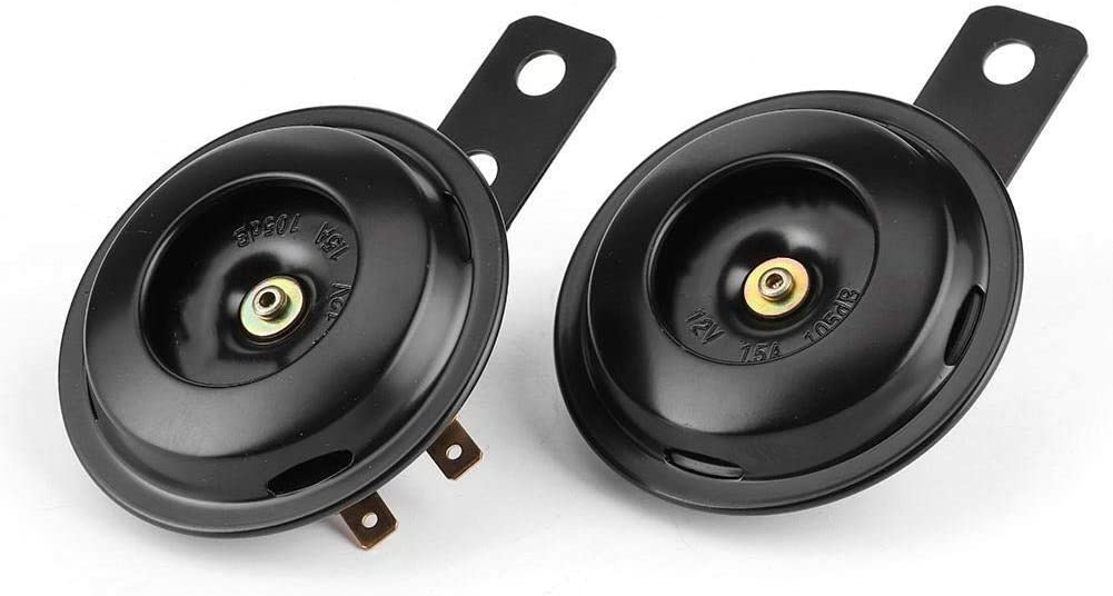 Dingln 2Pcs Universial Motorcycle Horn Waterproof 12V 105db Round Speaker for Most Scooters/Mopeds/ATVs