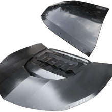 IKON MOTORSPORTS, Hood Compatible With 2016-2020 Chevy Camaro, ZL1 Style Hood Scoop Air Vent Black Aluminum With Heat Extractor Ram Air