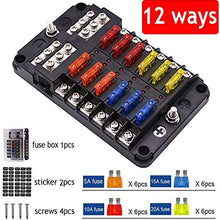 Car Boat Fuse Box Holder With 12 Way Blade Fuse Holder Block amp; Warning Indicator 12V~24V Power Distribution Panel Board (Color : 12 Ways Fuse Box)