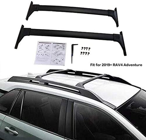 Kingcher 2 Pieces Cross Bars Fit for 2019 2020 2021 Toyota RAV4 Adventure Black Crossbars Roof Rack Baggage Luggage Lockable